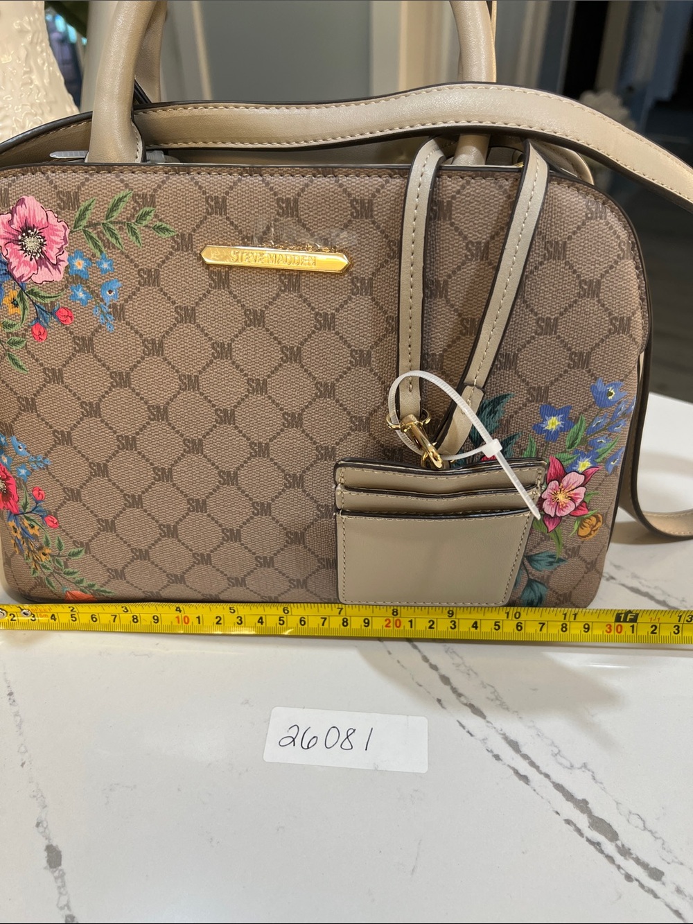 Steve Madden Beige Floral-Embroidered Dome Satchel - Picture 10 of 16